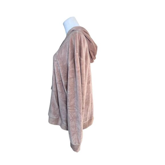 Hive & Honey‎ Taupe Pullover Velour Hooded Sweatshirt LARGE Super Soft Lounging - Picture 2 of 8